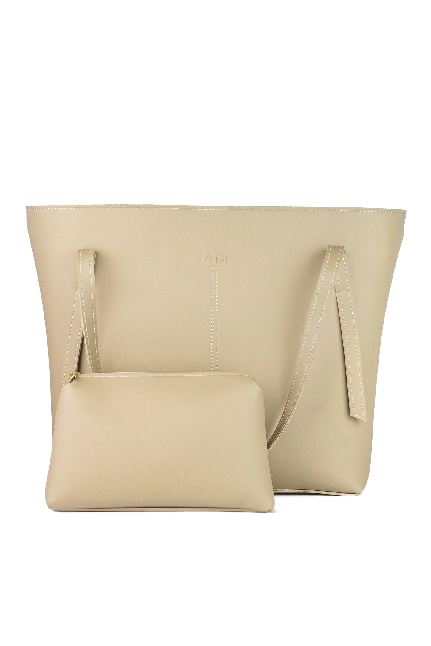 Lunéa Tote Beige side view — JADI quiet luxury tote Pakistan