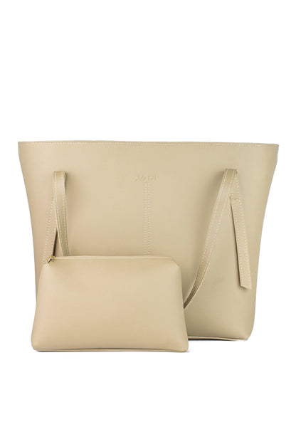 Lunéa Tote Beige side view — JADI quiet luxury tote Pakistan