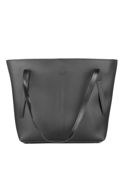 Lunéa Tote Black flat lay — quiet luxury tote bag Pakistan