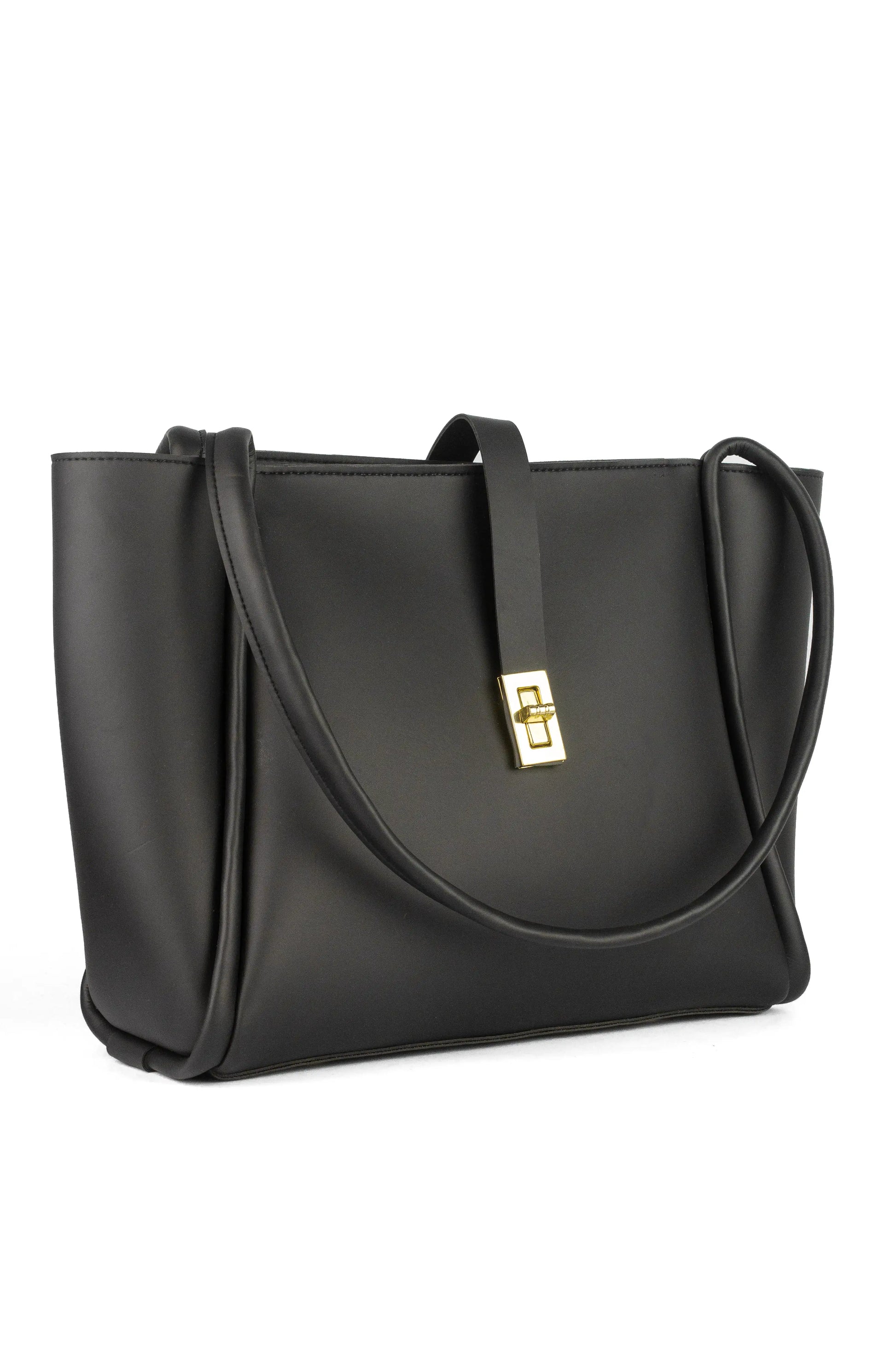 Sorrel Tote Black detail — structured minimal tote JADI Pakistan