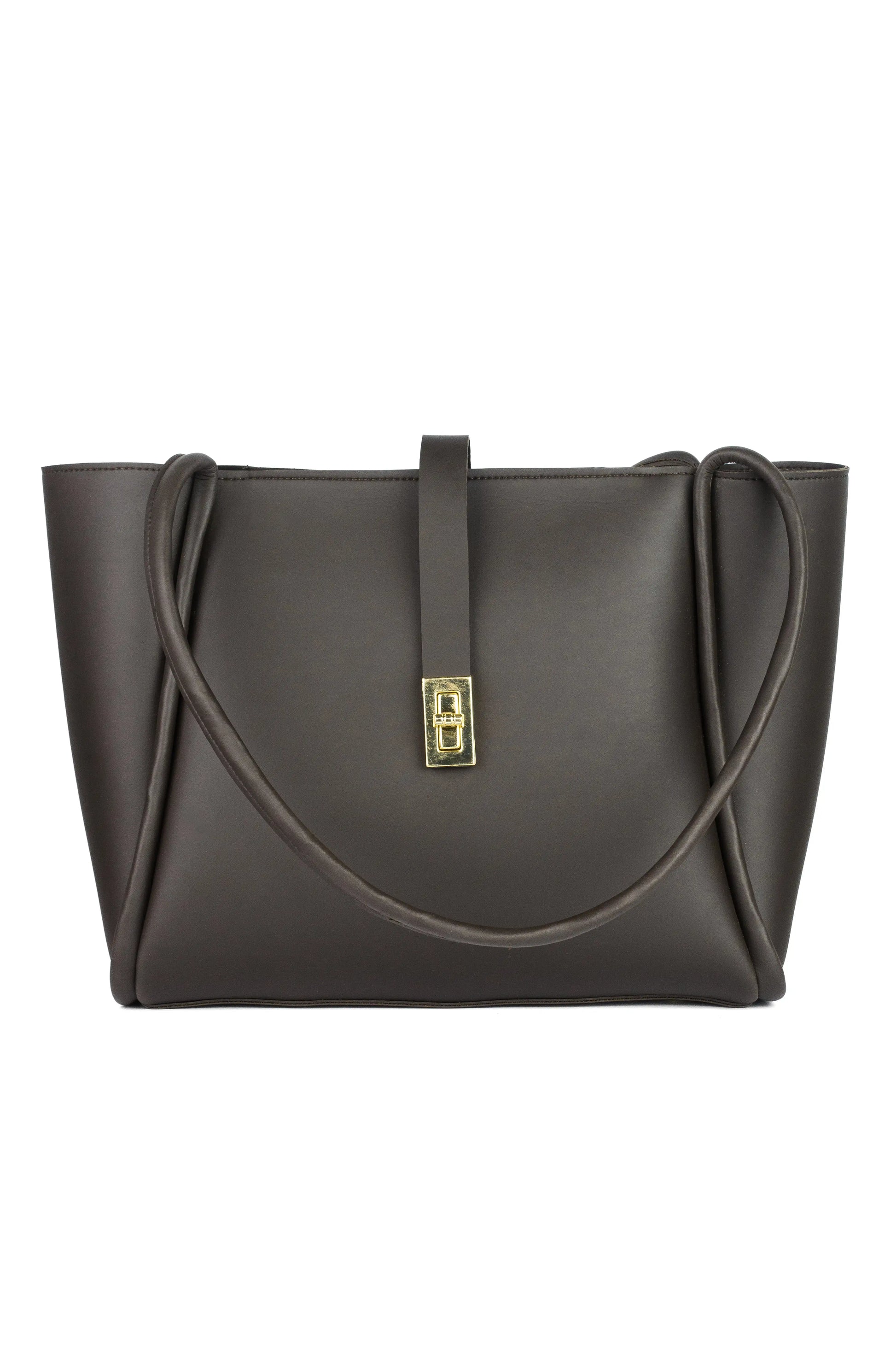 Sorrel Tote Brown interior — spacious zip pocket tote bag