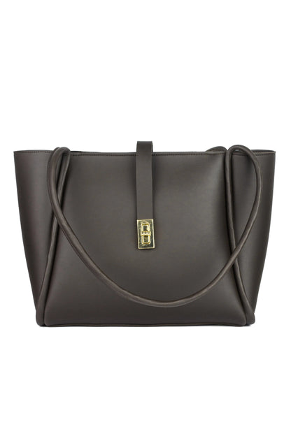 Sorrel Tote Brown interior — spacious zip pocket tote bag