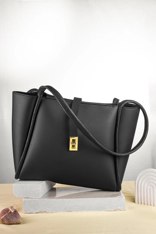 Sorrel Tote in Black — minimal structured tote bag by JADI Pakistan