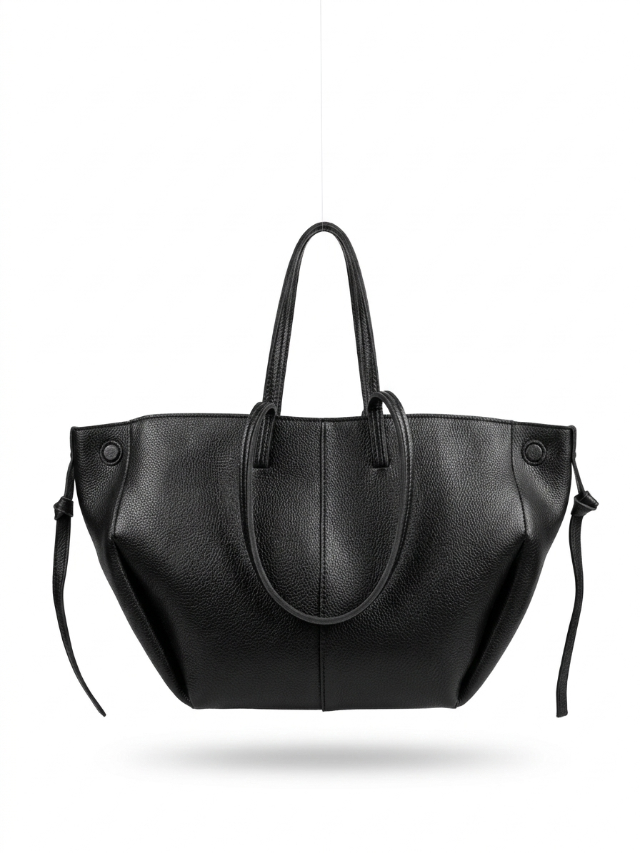 Savia Tote Black detail — JADI minimal tote bag Pakistan