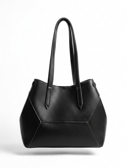 Solis Tote Black detail — JADI quiet luxury premium tote Pakistan