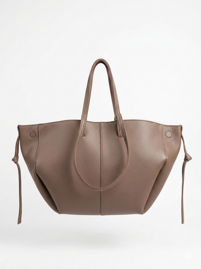 Savia Tote Coffee Brown detail — structured minimal tote bag