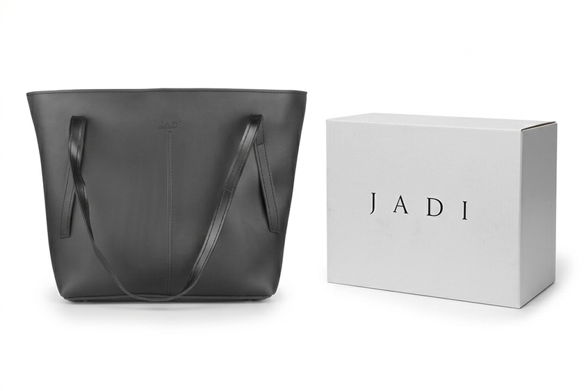 Lunéa Tote Black detail — structured minimal tote JADI