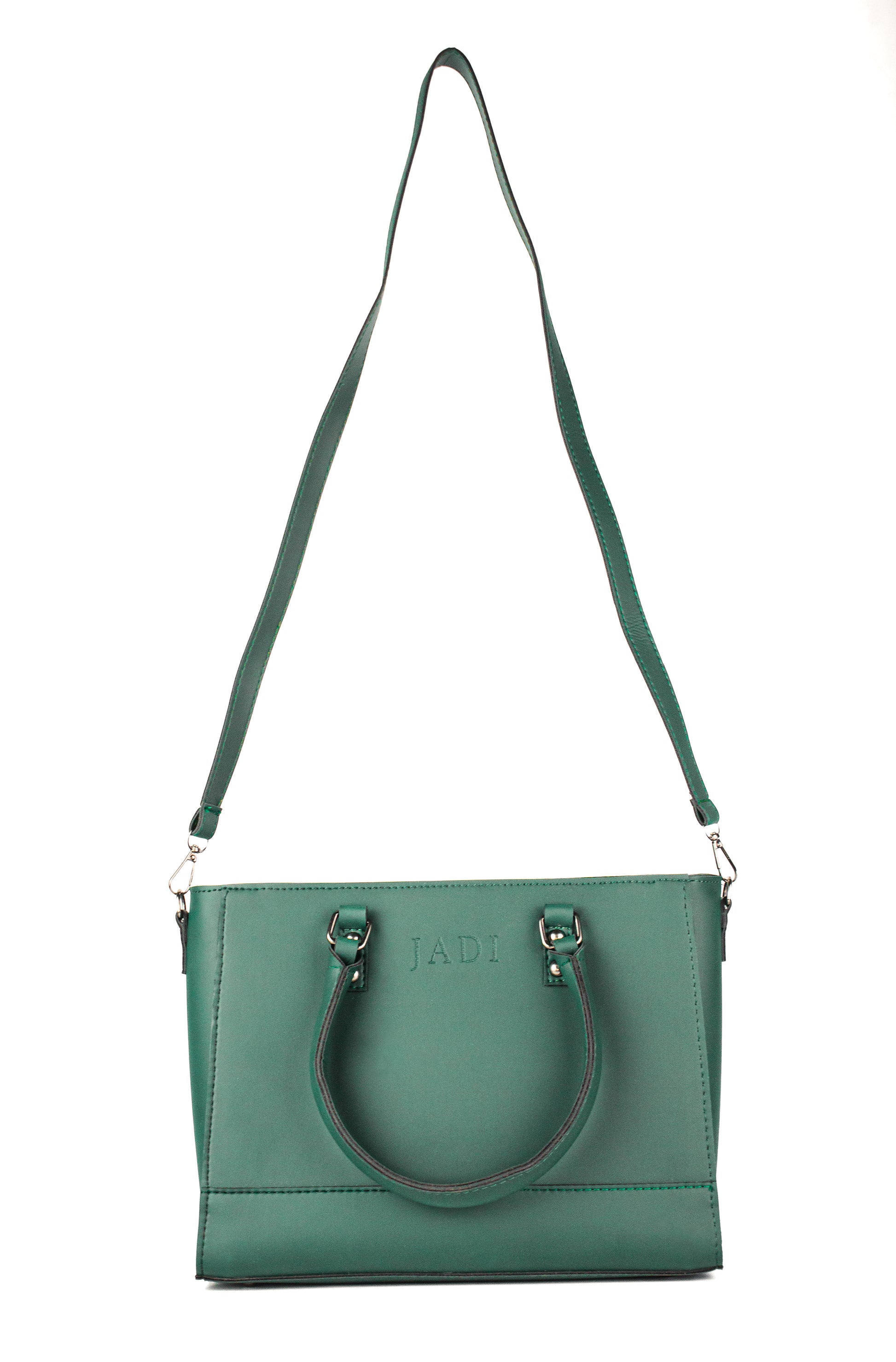 Soléa Handbag Teal Green lifestyle — minimal luxury handbag Pakistan