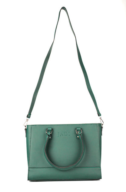 Soléa Handbag Teal Green lifestyle — minimal luxury handbag Pakistan