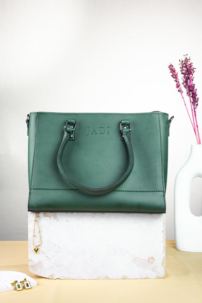 Soléa Handbag in Teal Green — nature-inspired minimal handbag JADI
