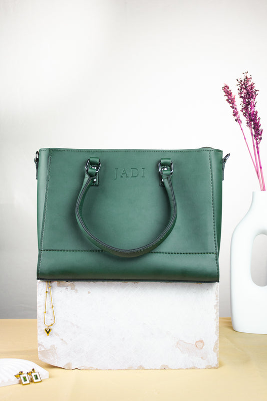 Soléa Handbag in Teal Green — nature-inspired minimal handbag JADI