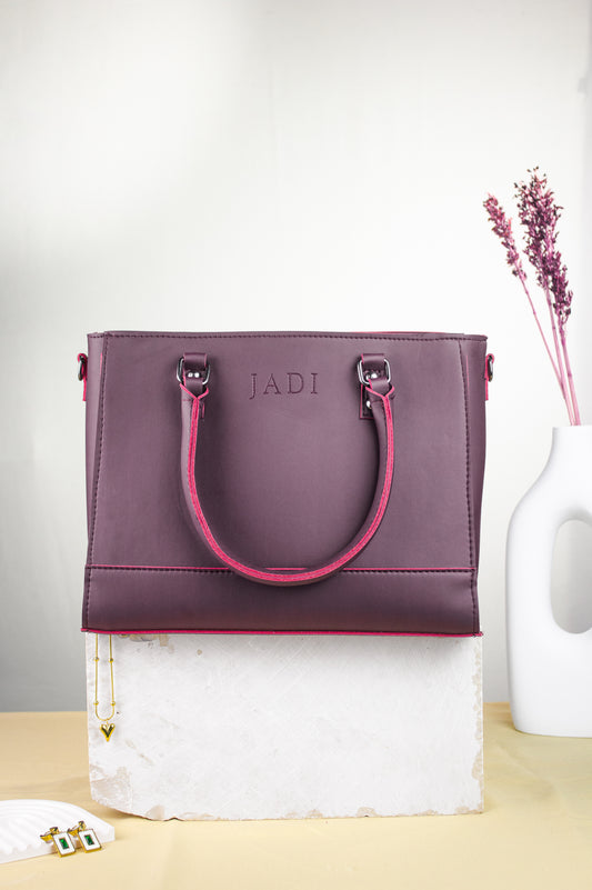 Soléa Handbag in Maroon — minimal structured handbag JADI Pakistan
