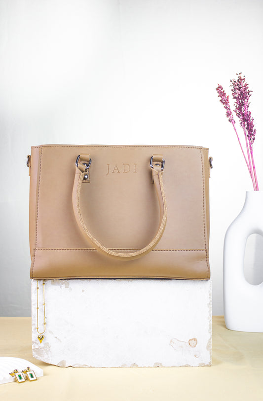 Soléa Handbag in Beige — neutral minimal handbag JADI Pakistan