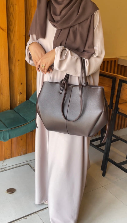 Savia Tote Choco Brown side view — quiet luxury tote Pakistan