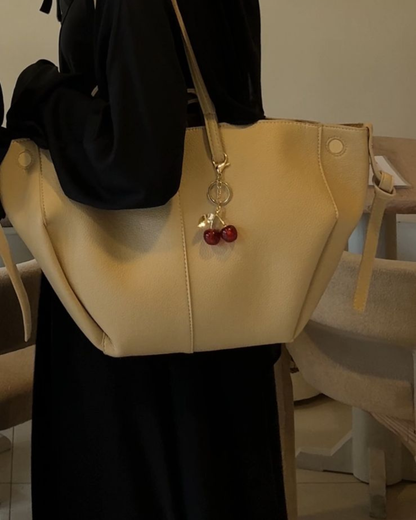 Savia Tote Ivory Beige front view — quiet luxury tote Pakistan