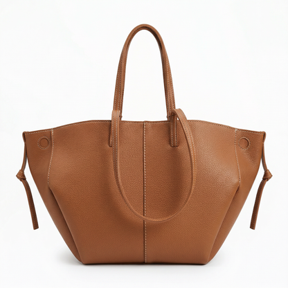 Savia Tote Brown detail — quiet luxury tote JADI Pakistan