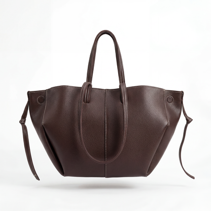 Savia Tote Choco Brown detail — JADI minimal tote Pakistan