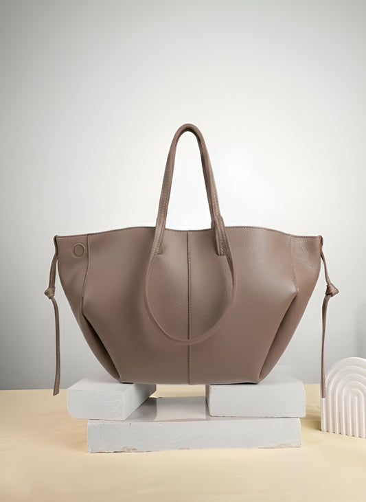 Savia Tote in Coffee Brown — warm minimal tote bag JADI Pakistan