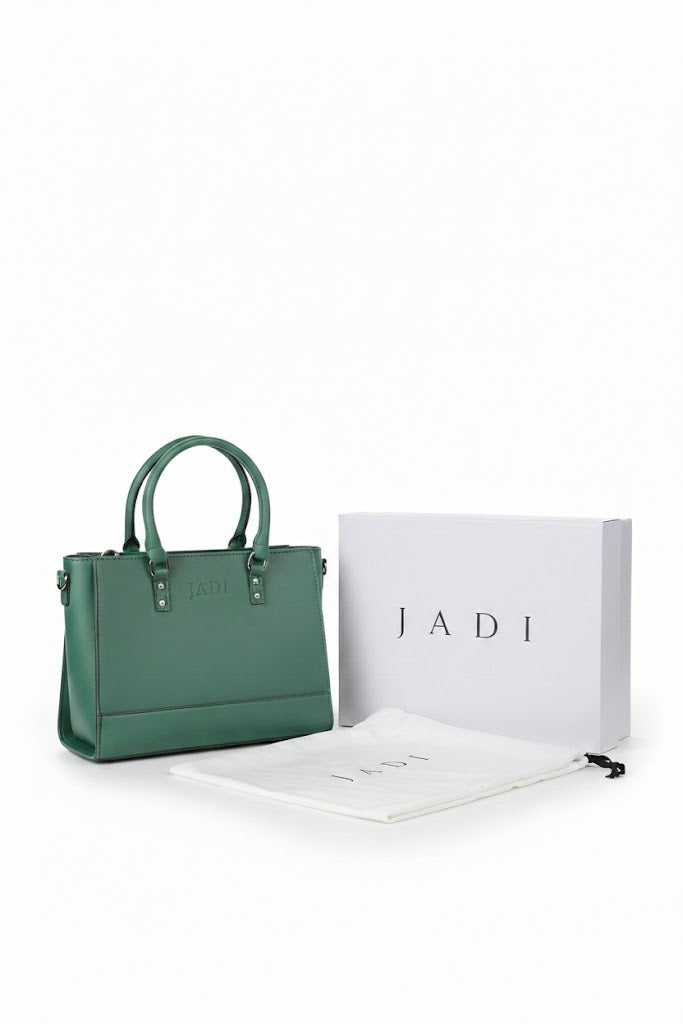 Soléa Handbag Teal side view — JADI minimal structured handbag